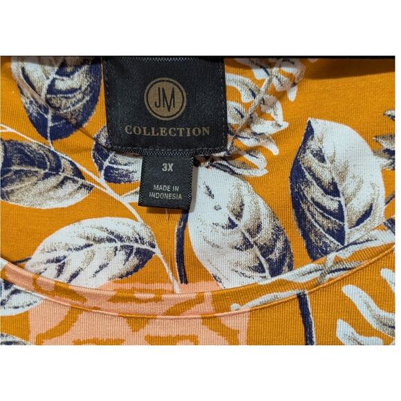 JM Collection Women's Plus Size 3X Tropical Maze Short Sleeve Cold-Shoulder Top - Picture 7 of 11